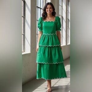 Anthropologie’s English Factory Green Scalloped Maxi Dress